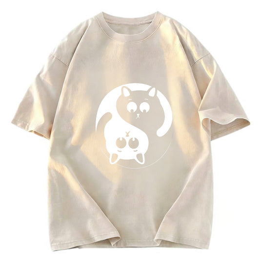 Tokyosol Yin Yang Gossip Cat Washed T-Shirt
