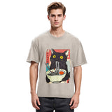 Tokyosol Cute Cat Eating Ramen Washed T-Shirt