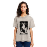 Tokyosol Cat Kidnapped By Aliens Washed T-Shirt