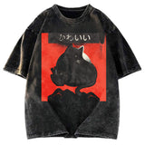 Tokyosol Kawaii Vintage Ramen Cat Washed T-Shirt