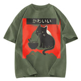 Tokyosol Kawaii Vintage Ramen Cat Washed T-Shirt