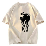 Tokyosol Wave Funny Cat Washed T-Shirt