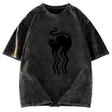 Tokyosol Wave Funny Cat Washed T-Shirt