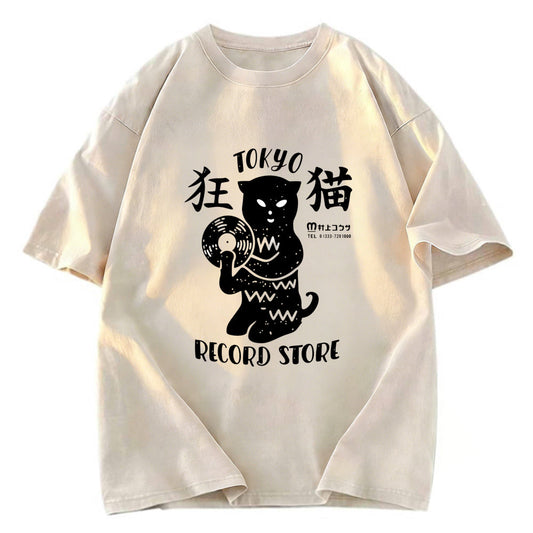 Tokyosol Tokyo Record Store Cat CD Washed T-Shirt