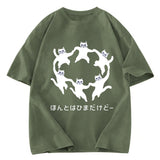 Tokyosol Leisure Cats Japanese Washed T-Shirt