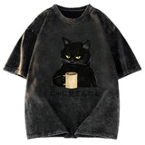 Tokyosol Grim Cat Is Watching You Washed T-Shirt