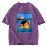 Tokyosol Black Cat With Shark Washed T-Shirt