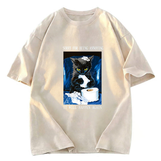 Tokyosol Naughty Cat Destroys Toilet Paper Washed T-Shirt