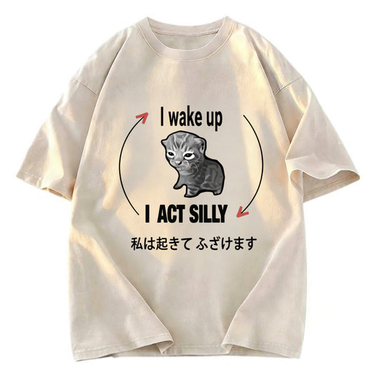 Tokyosol Wake Up Act Silly Washed T-Shirt