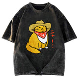Tokyosol Cat Wearing A Cowboy Hat Washed T-Shirt