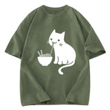 Tokyosol Cat Eating Ramen Japan Washed T-Shirt