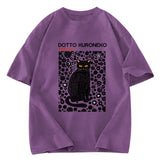 Tokyosol Polka Dot Art Cat Washed T-Shirt