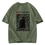 Tokyosol Polka Dot Art Cat Washed T-Shirt