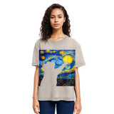 Tokyosol Black Cat Touch The Moon Washed T-Shirt