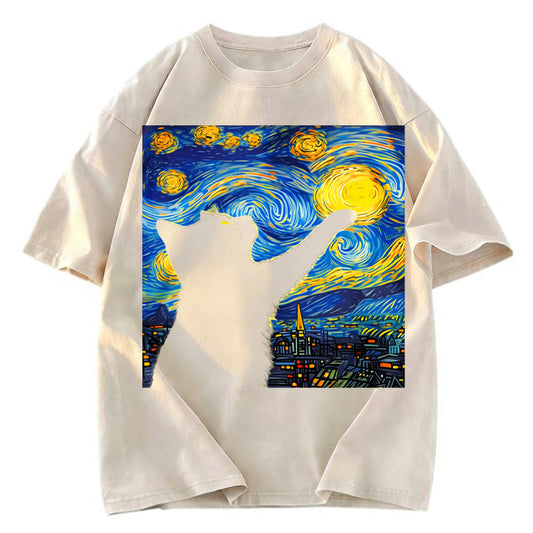 Tokyosol Black Cat Touch The Moon Washed T-Shirt