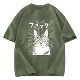 Tokyosol Angry Cat Washed T-Shirt
