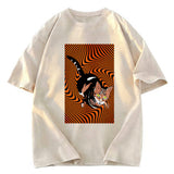 Tokyosol Psychedelic Orange Cat Washed T-Shirt