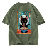 Tokyosol Ramen Fanatic Cat Washed T-Shirt