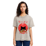 Tokyosol Black Cat Eat Ramen Washed T-Shirt