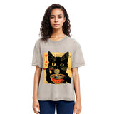 Tokyosol Cat Enamored Of Ramen Washed T-Shirt
