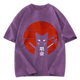Tokyosol Japanese Ninja Cat Washed T-Shirt