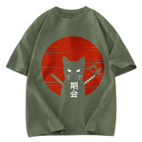 Tokyosol Japanese Ninja Cat Washed T-Shirt