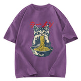 Tokyosol Cute Cat Is Eating Ramen Washed T-Shirt