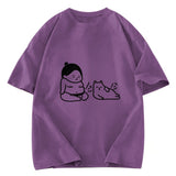 Tokyosol Warrior And Cat Are Both Hungry Washed T-Shirt