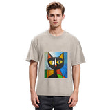 Tokyosol Funny Picasso Cat Washed T-Shirt