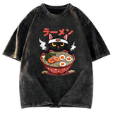 Tokyosol Ramen Lover Black Cat Washed T-Shirt