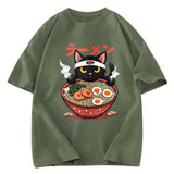 Tokyosol Ramen Lover Black Cat Washed T-Shirt