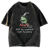 Tokyosol Frog Riding A Balance Scooter Washed T-Shirt