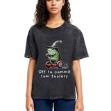 Tokyosol Frog Riding A Balance Scooter Washed T-Shirt