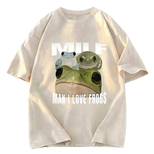 Tokyosol Man I Love Frogs Washed T-Shirt