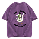 Tokyosol Frog Riding Goose Funny Sarcastic Meme Washed T-Shirt
