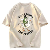 Tokyosol Frog Riding Goose Funny Sarcastic Meme Washed T-Shirt