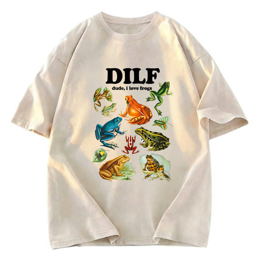 Tokyosol Dude I Love Frog Washed T-Shirt