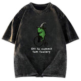 Tokyosol Frog Riding Penny-farthing Washed T-Shirt