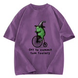 Tokyosol Frog Riding Penny-farthing Washed T-Shirt