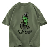 Tokyosol Frog Riding Penny-farthing Washed T-Shirt