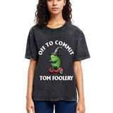 Tokyosol Off to Commit Tom Foolery Frog Meme Washed T-Shirt