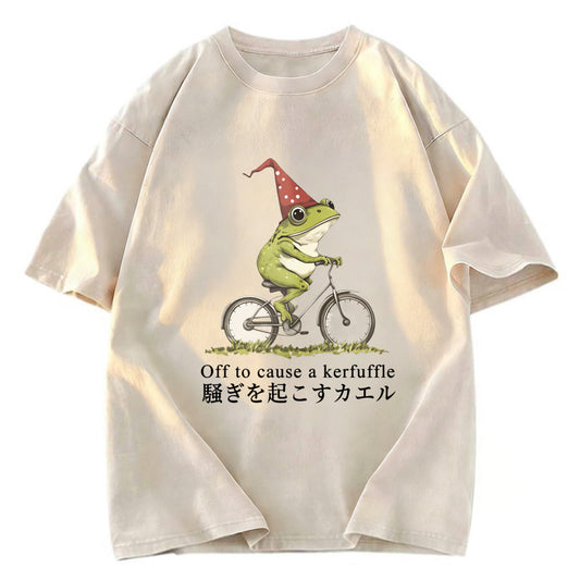 Tokyosol Off to Cause a Kerfuffle Frog Washed T-Shirt