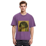 Tokyosol Frog Face With Bob Haircut Meme Washed T-Shirt
