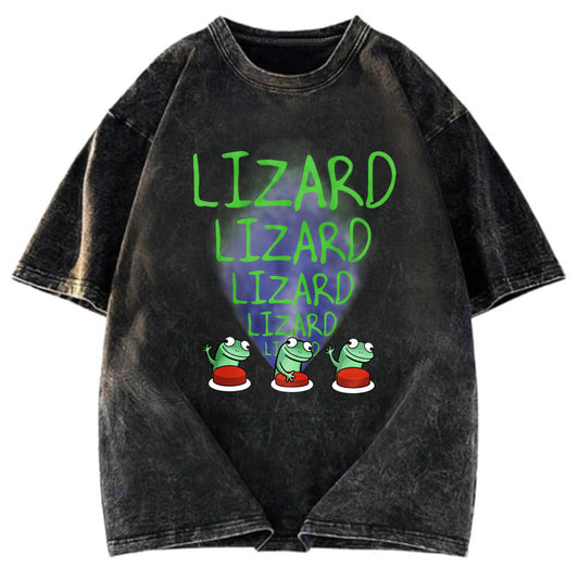 Tokyosol Lizard Lizard Lizard Meme Washed T-Shirt