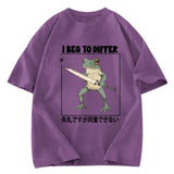 Tokyosol Funny Frog Graphic I Beg To Differ Frog Japanese Washed T-Shirt