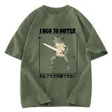 Tokyosol Funny Frog Graphic I Beg To Differ Frog Japanese Washed T-Shirt