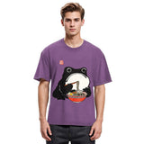 Tokyosol Funny Frog Eating Ramen Washed T-Shirt