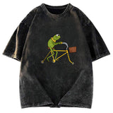 Tokyosol Kermit Riding A Bike Washed T-Shirt