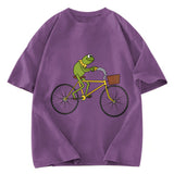 Tokyosol Kermit Riding A Bike Washed T-Shirt