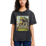 Tokyosol Vintage Funny Frog Washed T-Shirt